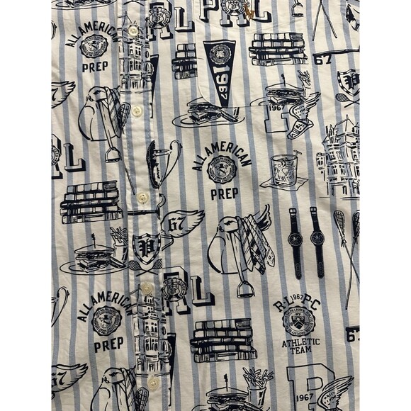 Polo Ralph Lauren Pennant  Flag Classic Graphic Short Sleeve Oxford Shirt Men XL - Picture 4 of 6